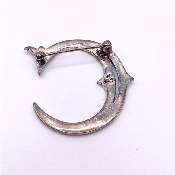 Heirloom 73 Vintage Creations Sterling Silver And Marcasite Brooch 1.5” Letter C - Picture 4 of 6